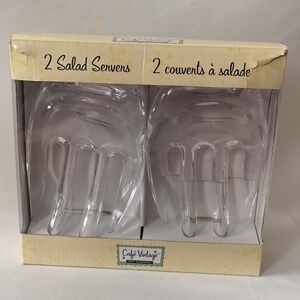 Set of Two Large Clear Acrylic Salad Servers in Box Never-used Condition